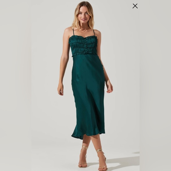Astr The Label Zola Midi Dress Hunter Green Size Small NEW - Picture 15 of 15